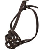 Genuine Leather Secure Dog Mesh Basket Muzzle #134 Brown (Circumference 12", Snout Length 1.5")