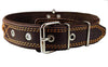 Genuine Leather Braided Dog Collar, Brown 1.6" Wide. Fits 19"-24" Neck.