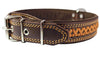 Genuine Leather Braided Dog Collar, Brown 1.6" Wide. Fits 19"-24" Neck.