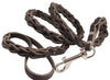 Brown Genuine Leather Braided Dog Leash 45" Long 4-thong Square Braid for Medium Breeds