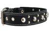 Black Genuine Leather Studded Dog Collar, Soft Suede Padded1.5 Wide. Fits 17"-20" Neck