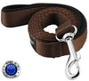 Dogs My Love 6ft Long Neoprene Padded Handle Nylon Leash 4 Sizes Brown