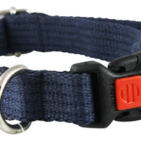 Cotton Web Adjustable Dog Collar with Locking Device 4 Sizes Blue