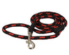 Dogs My Love 6ft Long Braided Rope Dog Leash Red with Black 6 Sizes