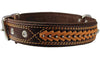 Genuine Leather Braided Studded Dog Collar, Brown 1.6" Wide. Fits 19"-24" Neck.