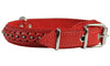 Genuine Leather Braided Studded Dog Collar Red 1" Wide. Fits 14"-18" Neck Brittany, Collie, Harrier