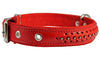 Genuine Leather Braided Studded Dog Collar, Red 1.25" Wide. Fits 16"-20.5" Neck.