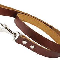 Dogs My Love Genuine Leather Classic Dog Leash 4 Ft Long 9 Sizes Brown