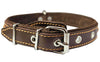 Genuine Leather Braided Dog Collar, Brown 1.25" Wide. Fits 16"-20.5" Neck.