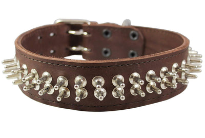 Thick Genuine Leather Spiked Dog Collar2