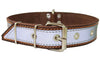 Genuine Leather Reflective Dog Collar 25" Long 1.5" Wide Brown Fits 17"-22" Neck