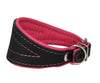 Real Leather Extra Wide Padded Tapered Dog Collar Glossy Black Greyhound Deerhound Dachshund Pink