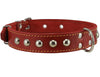 Genuine 1" Wide Thick Leather Studded Dog Collar. Fits 14"-17" Neck, Medium Breeds.