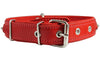 Genuine Leather Braided Studded Dog Collar, Red 1.5" Wide. Fits 17"-22" Neck size. Amstaff, Pitbull