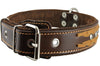 Genuine Leather Braided Studded Dog Collar, Brown 1.5" Wide. Fits 17"-22" Neck.