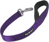 Short Dog Leash Padded Handle Wide Nylon Traffic Lead 22" Long Purple