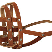 Real Leather Dog Basket Dog Dog Muzzle #110 Brown - Bulldog (Circumf 13.7", Snout Length 2.75")