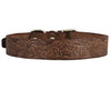 Genuine Tooled Leather Dog Collar Hunting Pattern Brown 3 Sizes