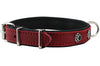 Genuine Red Leather Metal Paw Studs Soft Leather Padded Dog Collar 3/4" Wide. Fits 10"-14" Neck.