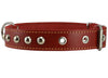 Genuine 1" Wide Thick Leather Studded Dog Collar. Fits 14"-17" Neck, Medium Breeds.