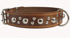 Genuine 1.75" Wide Thick Leather Studded Dog Collar. Fits 21.5"-26" Neck, XLarge Breeds Bullmastiff