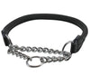 Rolled Genuine Leather Martingale Dog Collar Choker Black 7 Sizes