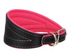 Real Leather Extra Wide Padded Tapered Dog Collar Glossy Black Greyhound Deerhound Dachshund Pink