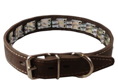 Training Pinch and Genuine Leather Studded Dog Collar Fits 13