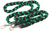 6 Way Euro Multifunctional Braided Dog Leash, Adjustable Schutzhund Lead 42"-68" Long 4 Sizes Green