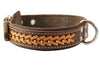 Genuine Leather Braided Studded Dog Collar, Brown 1.5" Wide. Fits 17"-22" Neck.