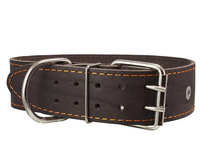 Genuine Leather Studded Dog Collar, Brown, 1.75