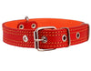 Genuine Leather Dog Collar Padded Red 3 Sizes