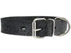 Genuine Tooled Leather Dog Collar Floral Pattern Black 3 Sizes
