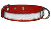 Genuine Leather Reflective Dog Collar 20" Long 1" Wide Red Fits 14"-17.5" Neck