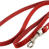 Dogs My Love Genuine Leather Dog Leash 4-Feet Wide Red