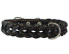 Genuine Leather Braided Dog Collar 17"-21" Neck, 1" Wide, Black