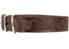 Genuine Tooled Leather Dog Collar Hunting Pattern Brown 3 Sizes