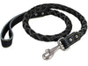 4-thong Round Fully Braided Genuine Leather Dog Leash, 43" Long 1" Wide Cane Corso, Mastiff, Dane