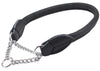 Rolled Genuine Leather Martingale Dog Collar Choker Black 7 Sizes