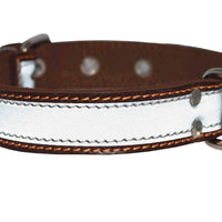 Genuine Leather Reflective Dog Collar 22" Long 1.25" Wide Brown Fits 15.5"-19.5" Neck