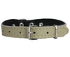 Beige Genuine leather Designer Dog Collar 11"x3/4" with Studs, Daisy, and Rhinestone