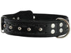 Genuine Leather Braided Studded Dog Collar, Black 1.75" Wide. Fits 22"-27" Neck, Xlarge.