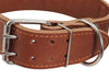 Thick Genuine Leather Spiked Studded Dog Collar Brown 18"-22" Neck Retriever, Doberman, Pitbull
