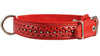 Genuine Leather Braided Studded Dog Collar, Red 1.25" Wide. Fits 16"-20.5" Neck.