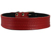 Genuine Leather Dog Collar, Padded Red, 1.5" Wide. Fits 14"-18" Neck Size , Medium