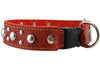 Red Genuine Leather Studded Dog Collar, Soft Suede Padded1.5 Wide. Fits 17"-20" Neck