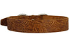 Genuine Tooled Leather Dog Collar Hunting Pattern Tan 3 Sizes