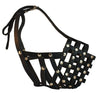 Secure Leather Mesh Basket Dog Muzzle - Rottweiler Male(Circumference 14.5", Snout Length 3.5")