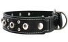 Black Genuine Leather Studded Dog Collar, Soft Suede Padded1.5 Wide. Fits 17"-20" Neck