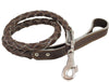 4-thong Round Fully Braided Genuine Leather Dog Leash 43" Long 1" Wide Cane Corso Mastiff Great Dane